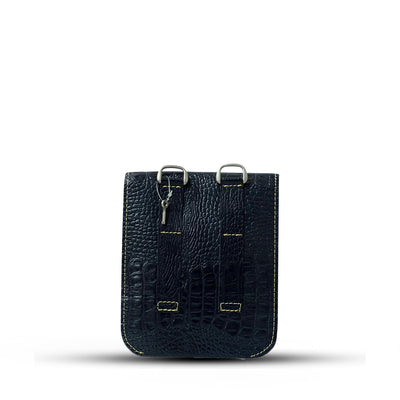 Leather Cross Body Bag Crocodile Black