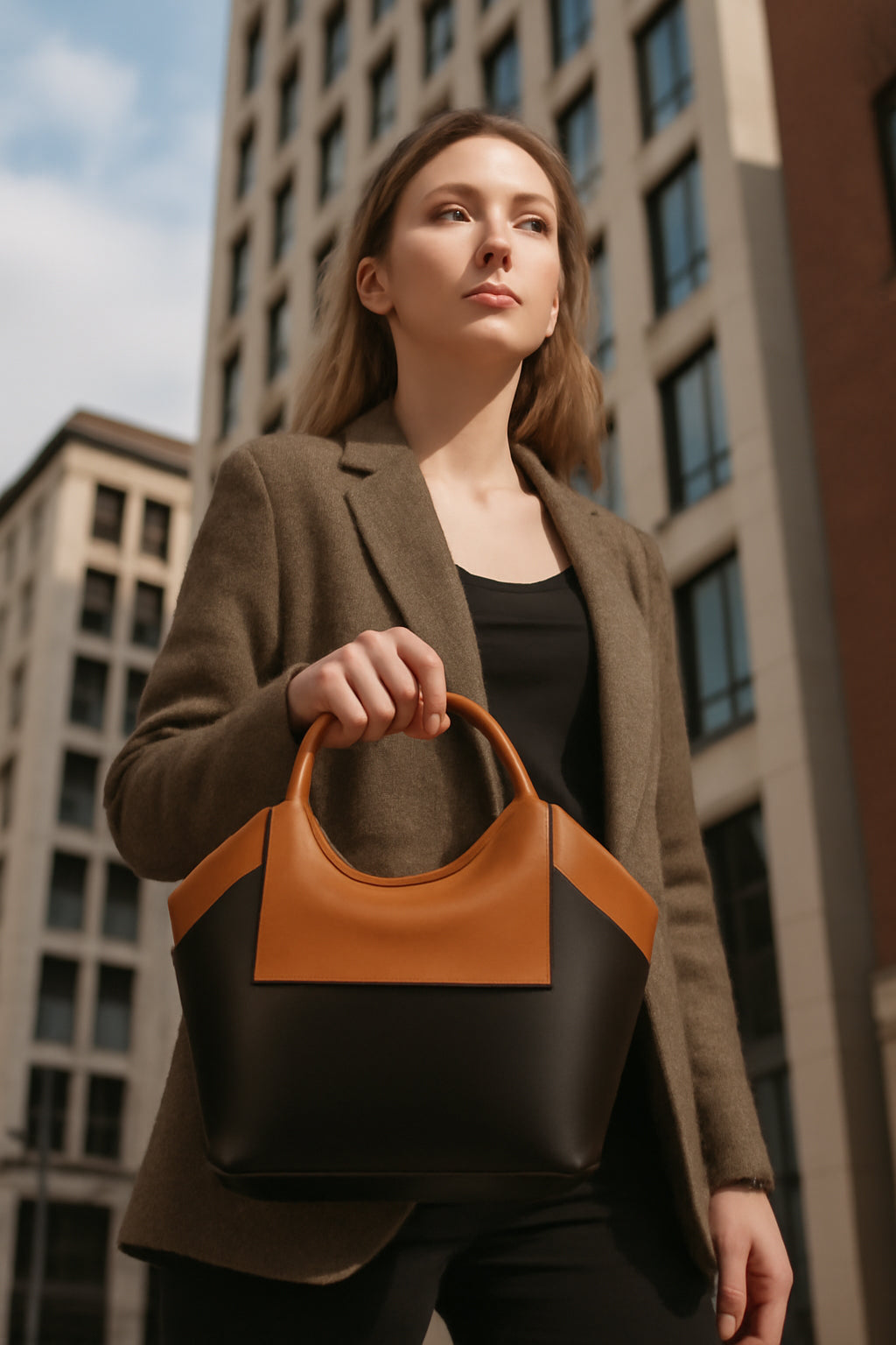 Victoria Brown / Black - Leftover women's handbag in black by Bag X