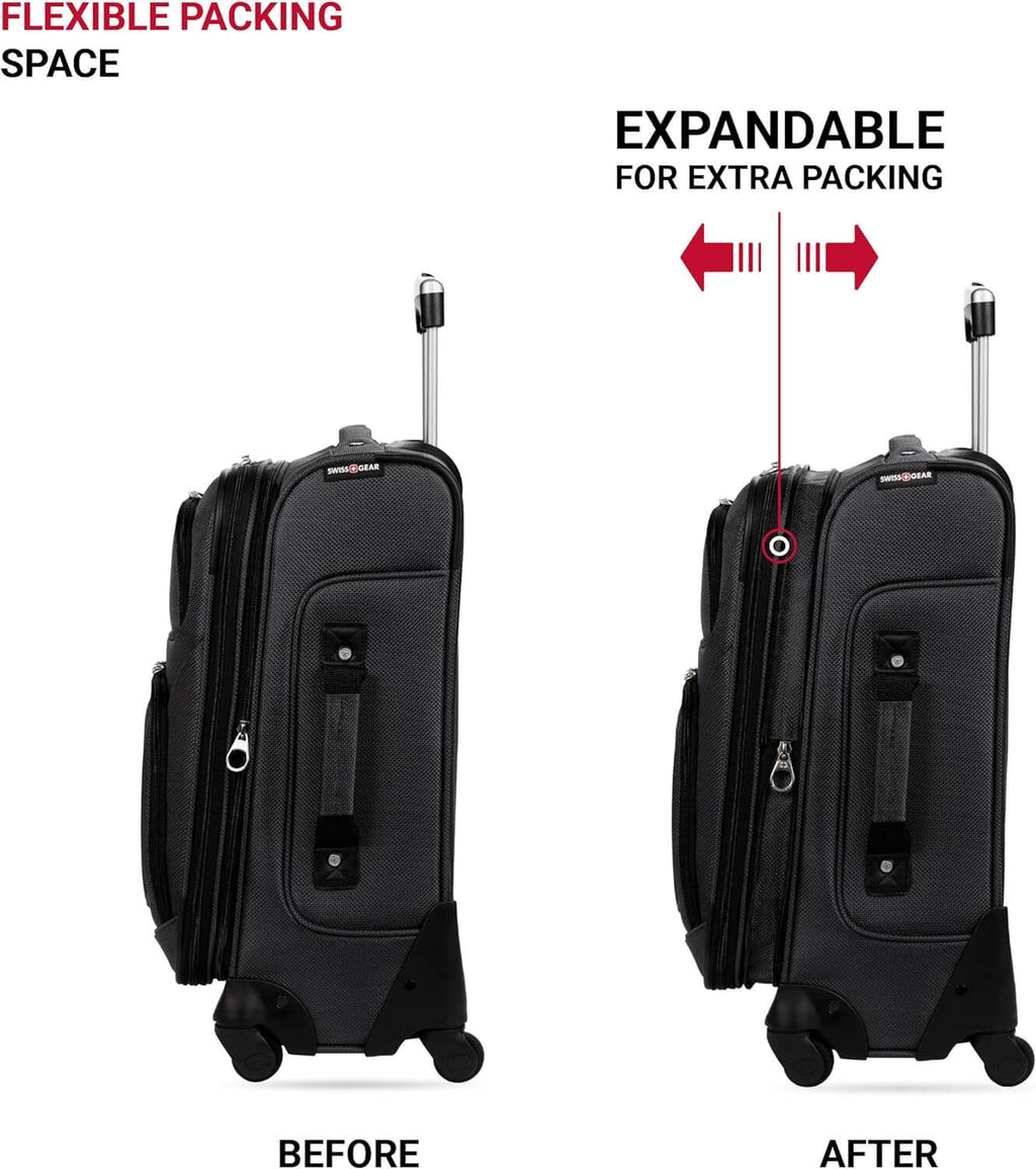 SwissGear Sion Softside Expandable Luggage, Black, 3 - Piece Set (21/25/29) - Bag X