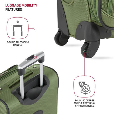 SwissGear Sion Softside Expandable Luggage, Evergreen, 3-Piece Set (21/25/29)