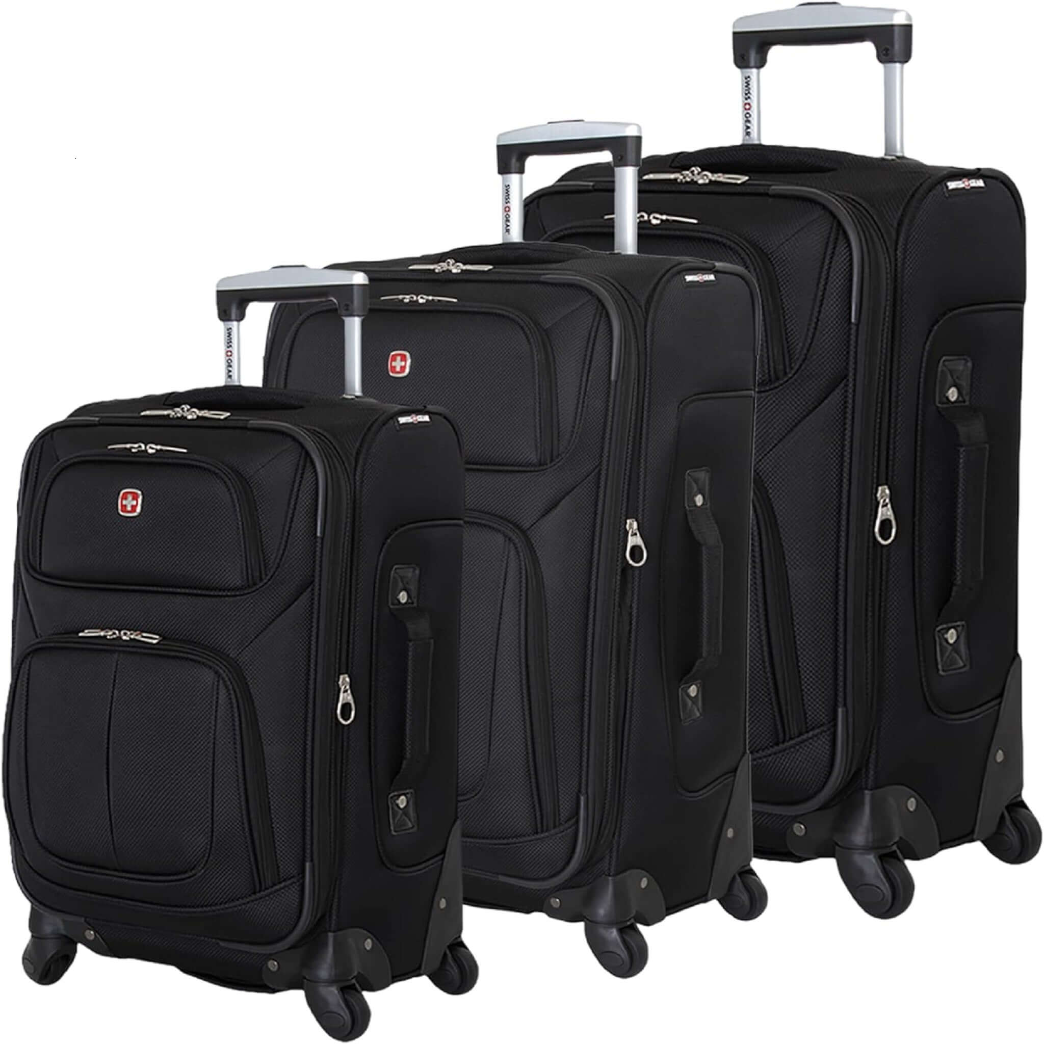 SwissGear Sion Softside Expandable Luggage, Black, 3 - Piece Set (21/25/29) - Bag X