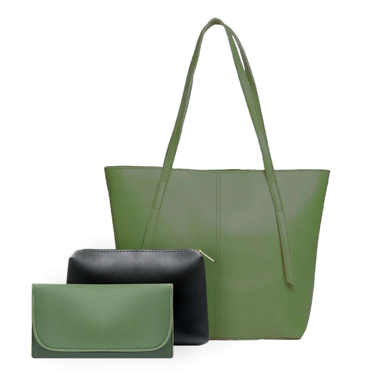 Nova 3 Pcs Green women's wallet & clutch in green by Bag X