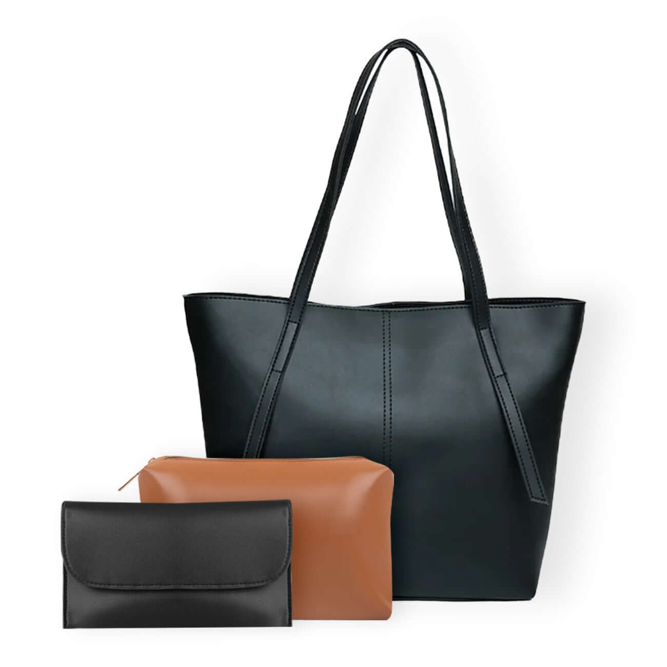 Nova 3 Pcs Black women's wallet & clutch in black by Bag X