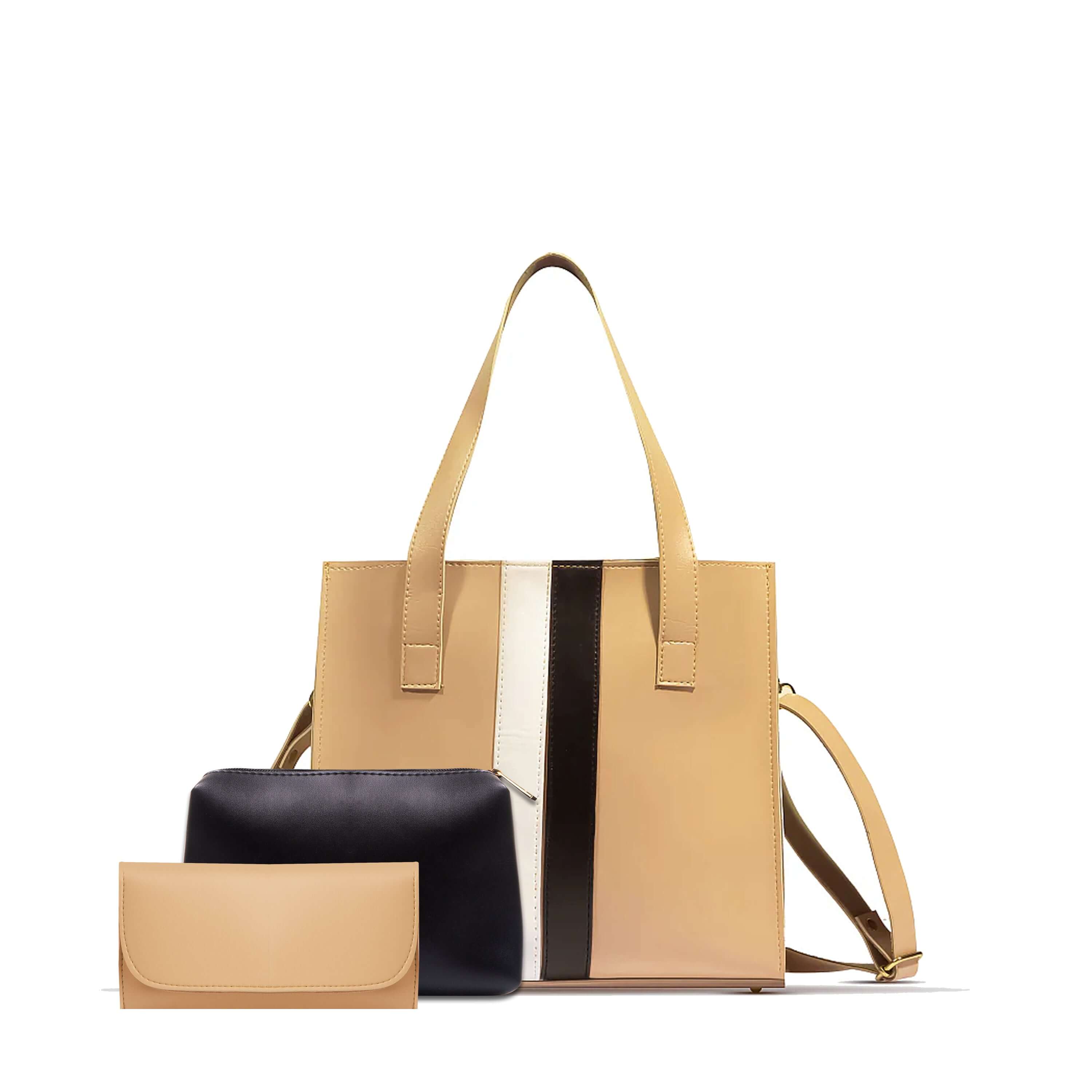 Baku 3 Pcs Beige women's wallet & clutch in beige by Bag X