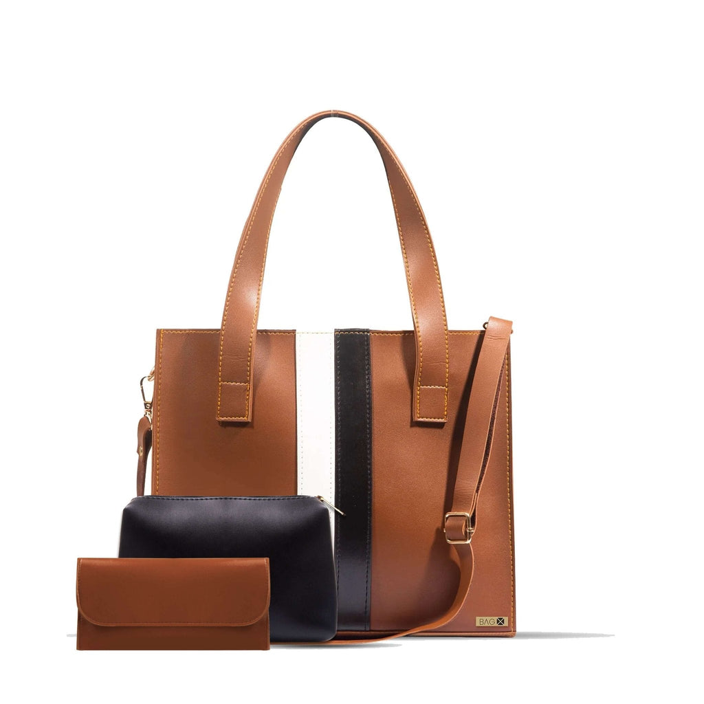 Baku 3 Pcs Brown women's wallet & clutch in brown by Bag X