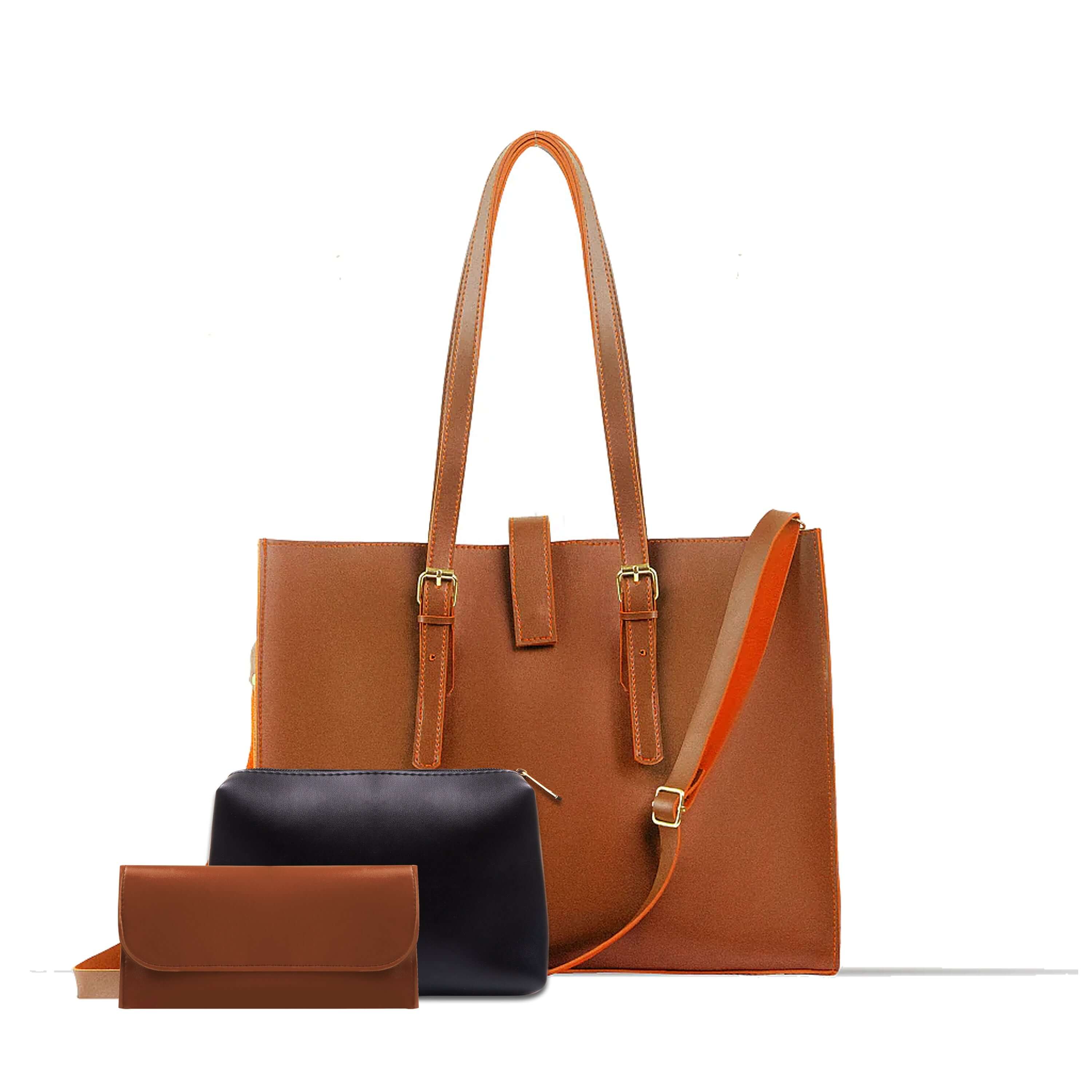 Blossom 3 Pcs Brown women's tote bag in brown by Bag X