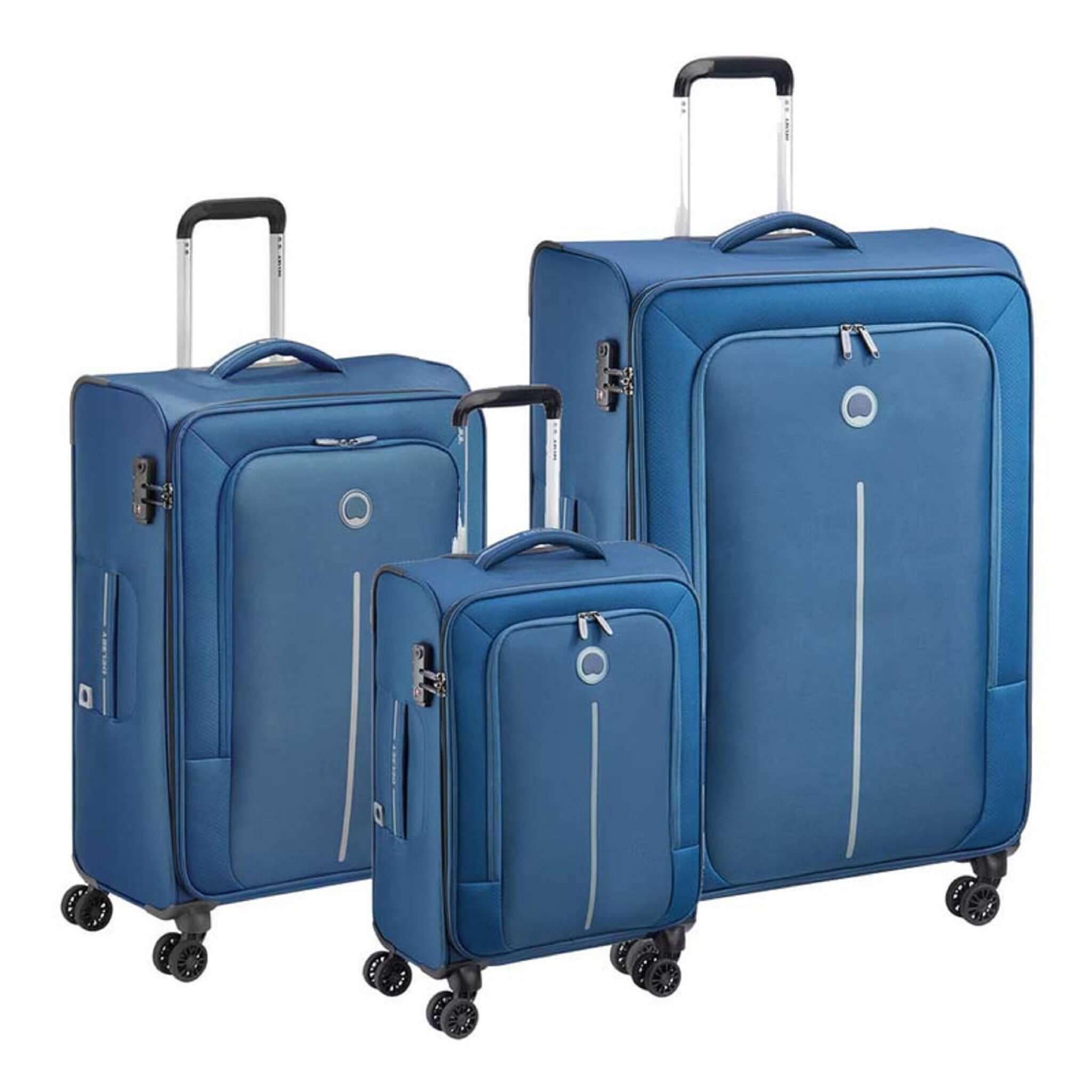 Delsey Caracas 4W Trolly Blue Expandable - Set of 3 - Bag X
