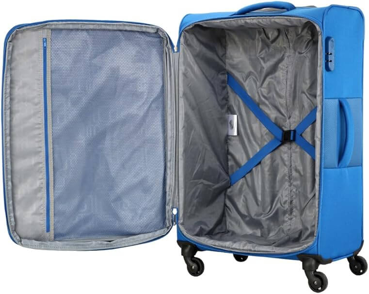 American Tourister Duncan Set of 3, Soft Luggage Trolley Bags With TSA Lock, 55+68+81cm, Blue - Bag X